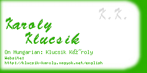 karoly klucsik business card